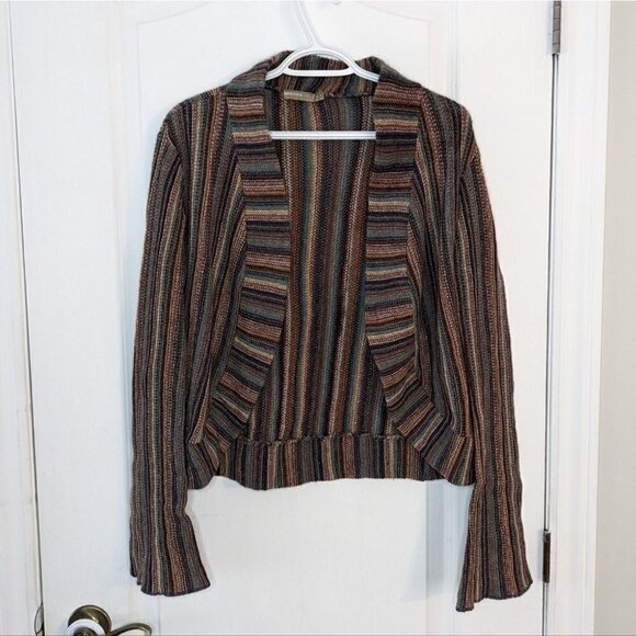 ZARA Rainbow knit open front Wool blend bell sleeves cardigan Medium - Picture 9 of 10